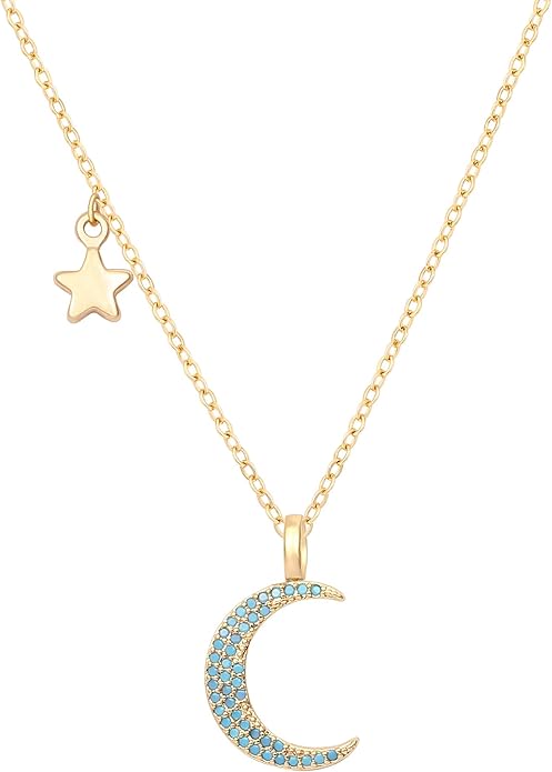 Aobei Pearl 18K Gold Plated Moon Star Lion Evil Eye Love Heart Cross Pendant Necklace Medallion Paperclip Chian Choker Layering Jewery for Women