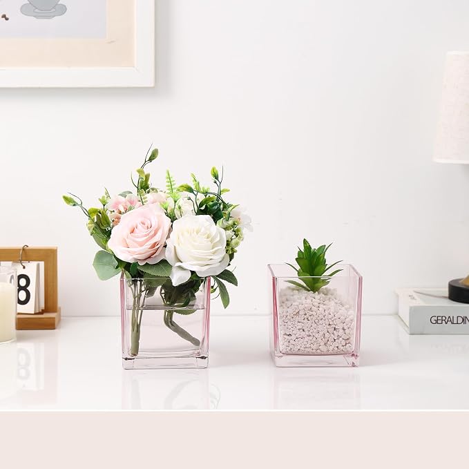 Square Glass Vases Set of 9, Small Vase - Image 4