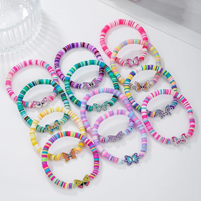 Friendship Bracelets Boho Stackable Bracelets for Women Surfer Heishi Clay Bead Bracelets Stretch Preppy Bracelets Colorful Boho Bracelets for Women
