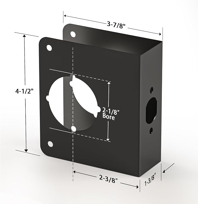 Door Knob Reinforcement Plate Matte Black, Fits 1-3/8" Doors, 2-3/8" Backset - Image 3