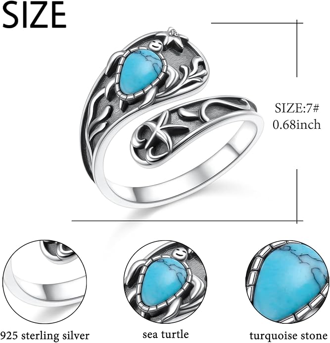 Hamsa Hand of Fatima Lotus Evil Eye/Love Heart/Butterfly/Rose Spoon Adjustable Open Rings 925 Sterling Silver Statement Ring Jewelry Gifts for Women