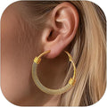 KeyStyle Mesh Hoop Earrings for Women, Stainless Steel Gold Hoops Earring Lightweight Loops, 2MM Thick Hypoallergenic Circle Endless Hollow Hoop 20mm-80mm