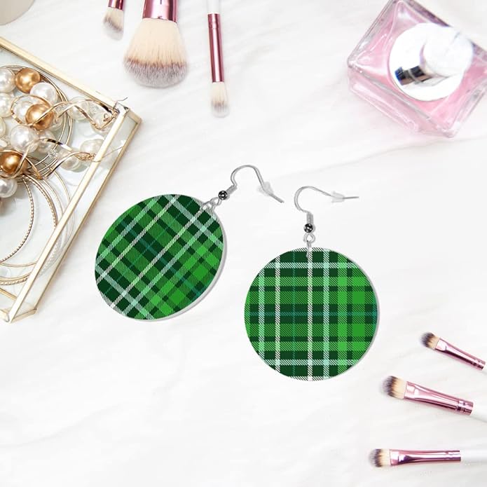 Swono Dinosaurs Round Faux Leather Earrings for Women Adorable Funny Cartoon Dragon Animal Tree Funny Lightweight Double-Side Printed Drop Dangle Earring for Birthday Party Gift
