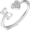 Valentines Day Gift Initial Rings for Teen Girls - S925 Heart Sterling Silver Rings for Teen Girls | 14K Gold/Rose Gold/Sterling Silver Plated Ring for Girls Kids Women Ring for Teenager Girls Gifts Adjustable, No Tarnish, Hypoallergenic