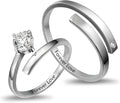 Personalized Couple Rings Engraved with Names - Adjustable Matching Promise Rings Set with Cubic Zirconia, Romantic Gift for Her/Him, Wedding, Anniversary, Valentine's Day (No Size Worry)