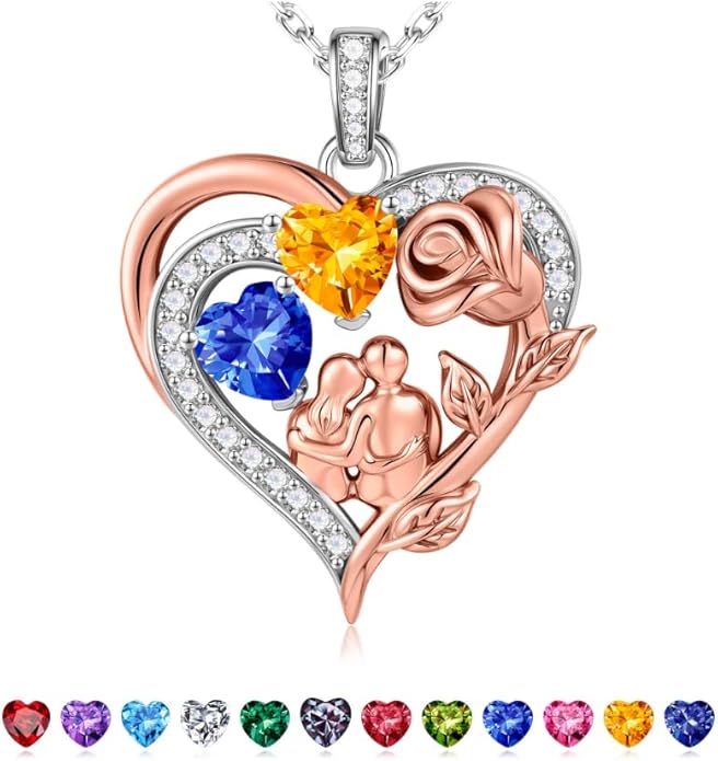 Iefil Valentines Day Gifts for Her - 925 Sterling Silver Birthstone Necklace for Women, Anniversary Birthday Gifts for Wife Girlfriend Mom
