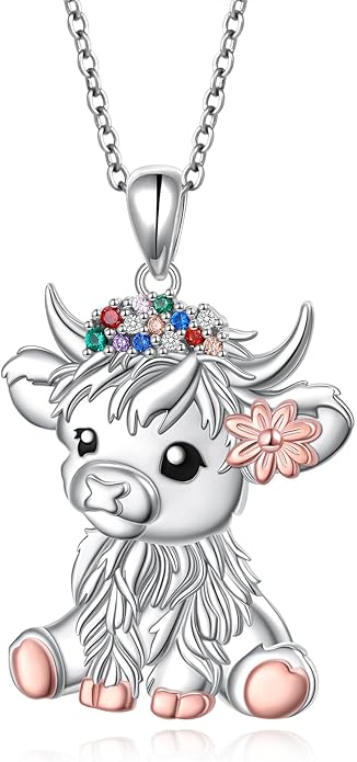 FLYOW 925 Sterling Silver Cute Animal Jewelry Hummingbird/Butterfly/Wolf/Corgi/Cat/Snake/Spider/Bat/Penguin/Bear/Opossum/Frog/Guinea Pig for Women Mother Friend Animal Lovers
