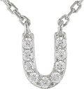 JTV Sterling Silver Initial Necklace for Women, 0.13 CTW White Cubic Zirconia Letter Pendant, Rhodium-Plated, Personalized Monogram Jewelry, Gift Box Included, 18”