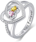 Valentine's Day Gifts for Women Birthstone Rings for Women Heart Statemet Engagement Eternity Wedding Promise Rings Jewelry Anniversary Christmas Valentine Mothers Day Birthday Gifts for Wife Her Girlfriend
