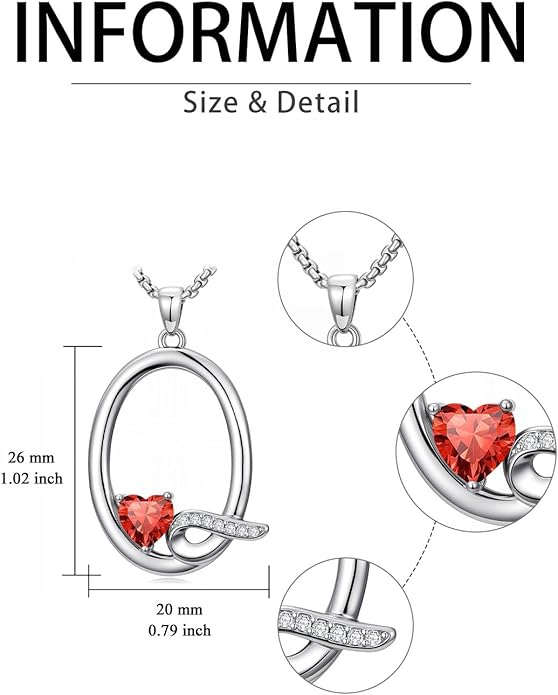Valentines Day Gifts for Women Alphabet A to Z Initial Birthstone Pendant Necklaces for Women - 18k White Gold Plated Personalized Name Jewelry Valentine Mothers Day Birthday Gifts for Women Her Girlfriend