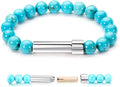 Natural Stone Wish Bracelet with Stainless Steel Capsule - Secret Message Stretch Beaded Bracelet for Women, Spiritual Jewelry Women Gift (Birthday, Mother Daughter)
