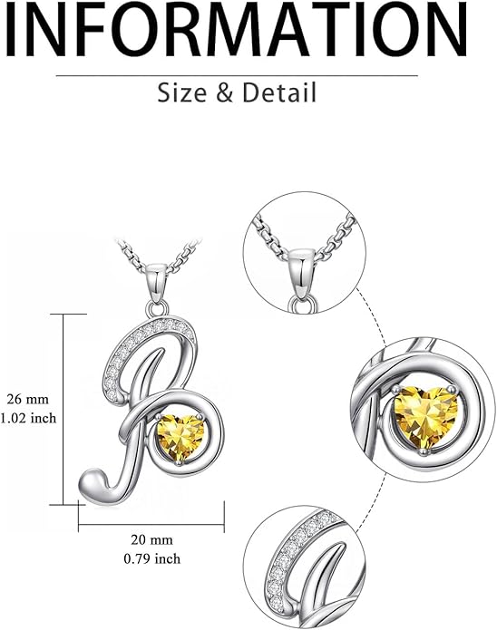 Valentines Day Gifts for Women Alphabet A to Z Initial Birthstone Pendant Necklaces for Women - 18k White Gold Plated Personalized Name Jewelry Valentine Mothers Day Birthday Gifts for Women Her Girlfriend