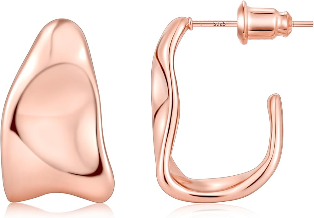 Gacimy Chunky Earrings for Women, Teardrop Earrings with 925 Sterling Silver Post, 14K Gold Plated Statement Drop for Women