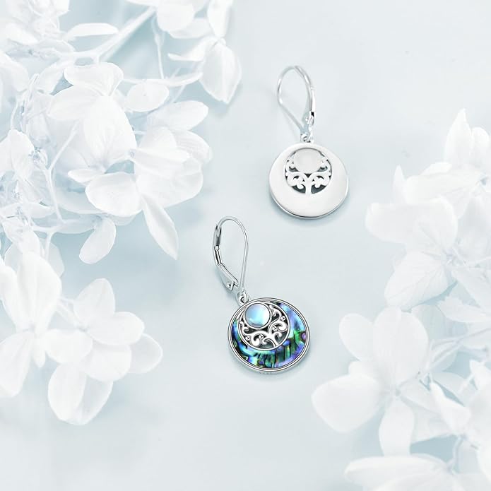 Abalone Shell Dangle Drop Earrings for Women 925 Sterling Silver Filigree Bohemian Earrings Jewelry Gift