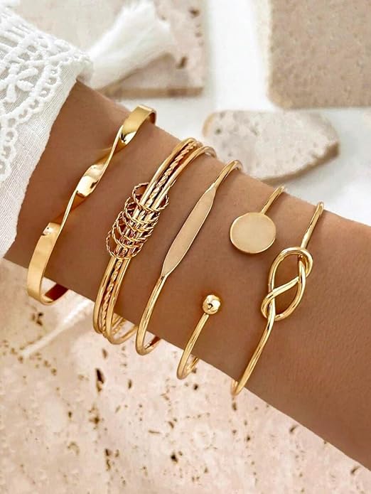 ÌF ME Gold Bangle Bracelets for Women, Indian Bangles Stackable Set, Multi Layer Textured 14K Gold Plated Chunky Bracelets Boho Jewelrys Set