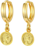 XYJZXY Gold Huggie Small Hoop Earrings with Charm Personalized Snake/Evil Eye/Star/Cross/Lock/Key 18k Gold Plated Crystal Drop Dangle Earrings for Women