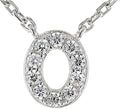 JTV Sterling Silver Initial Necklace for Women, 0.13 CTW White Cubic Zirconia Letter Pendant, Rhodium-Plated, Personalized Monogram Jewelry, Gift Box Included, 18”