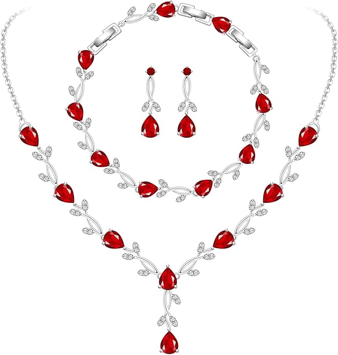 GZWHD Wedding Jewelry Sets for Bride Bridesmaid Women Cubic Zirconia Necklace Earrings Bracelet Set Gift for Mother Friend Wife Daughter Sister Party Prom Jewelry