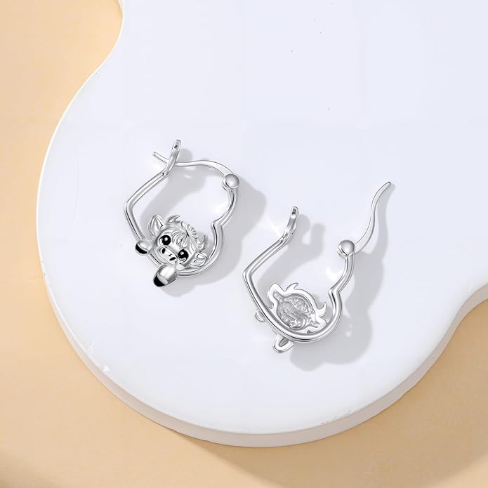 Hypoallergenic Earrings Rabbit Tiger Teddy Koala Puppy Panther Peacock Earrings Sterling Silver Animal Hug Hoop Earrings Jewelry Mothers Day Graduation Birthday Gifts for Women