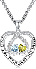 Birthstone Necklaces for Women I Love You for Always and Forever Heart Pendant Necklace Anniversary Jewelry Christmas Valentine Mothers Day Birthday Gifts for Her Wife Girlfriend