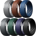 Egnaro Men's Silicone Rings 10mm Wide 2.5mm Thick, Rubber Wedding Bands with Inner Arc Ergonomic Breathable Design, 1/4/5/7 Variety Multipack