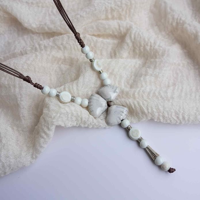 Boho Style Colorful Ceramic Bead Strand Necklace Adjustable Bohemian Jewelry Gift for Women, Fashion Clothing Matching Necklace