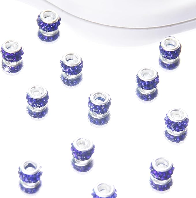 200Pcs Dark Blue Large Hole Rhinestone Beads for DIY Bracelet Necklace Jewelry Making Supplies