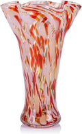 9.0" H Blush Pink Glass Vases for Flower, Unique Hand Blown Glass Vase | Wide by LCCCK