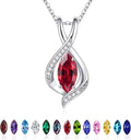 Iefil Valentines Day Gifts for Her, 925 Sterling Silver Marquise Birthstone Necklace Birthday Gifts Dainty Necklaces Birthstone Jewelry for Wife Daughter, 19"+2" Inches