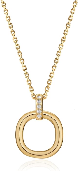 Valloey Rover Dainty Gold Necklace for Women-14K Gold Plated Simple Pendant Circle Necklace Charm Statement Long Necklaces for Women Jewelry Gifts