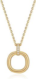 Valloey Rover Dainty Gold Necklace for Women-14K Gold Plated Simple Pendant Circle Necklace Charm Statement Long Necklaces for Women Jewelry Gifts