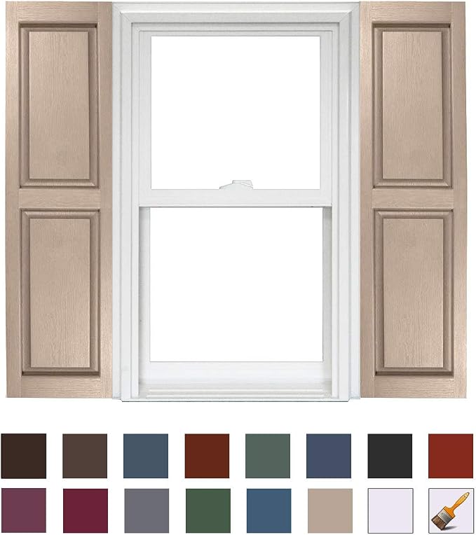 Homeside Raised Panel Vinyl Shutter 1 Pair 14-1/2in. x 59in. 730 Sandstone - Image 5