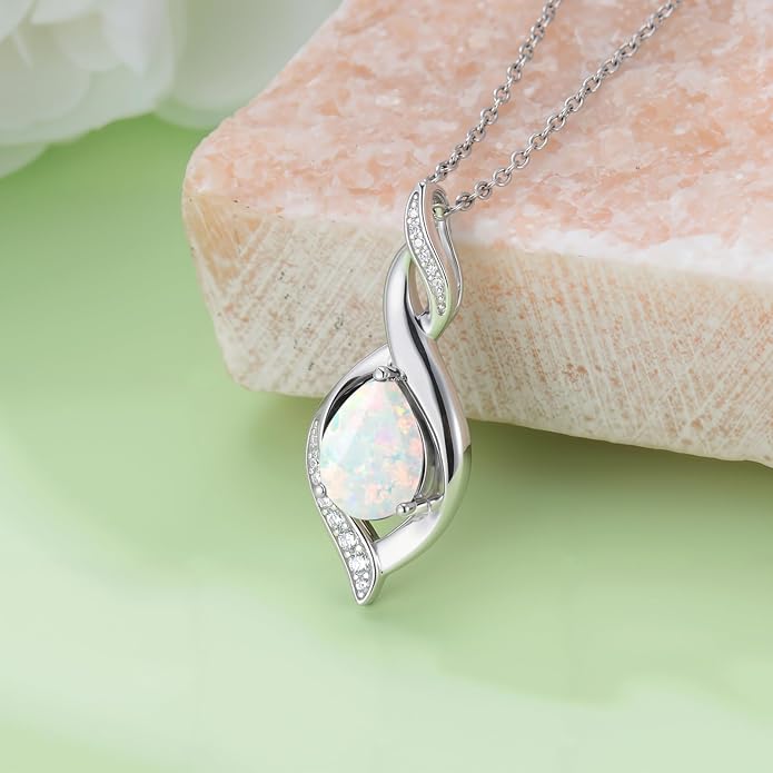 Birthstone Necklace for Women 925 Sterling Silver Infinity Love Jewelry Valentines Day Birthday Gifts for Her Mom Wife Girlfriend