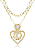 Heart Letter Necklaces for Women 14K Gold Plated Cubic Zirconia Heart Initial Layered Necklace Infinity Pendant Necklace Letter Initial Jewelry for Women