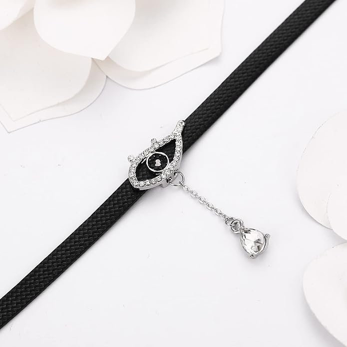 Yonhon Black Choker Necklace for Women,Gold/Siver Tone Choker Necklace with Elegant Pendantant