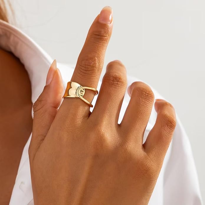 Chunky Knot Thumb Ring for Women Statement Knuckle Ring Adjustable Open Silver Ring Jewelry
