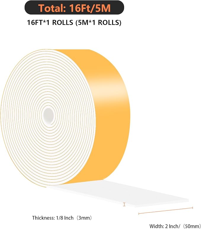 Weather Stripping Tape for Door, High Density CR, 2 in x 1/8 in x 15Ft | - Image 4