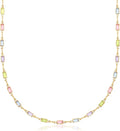 Barzel 18K Gold Plated Multi Stone Crystal Baguette Necklace for Women - Made In Brazil
