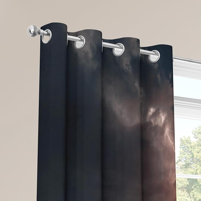 Thunderstorm Blackout Curtains 39 Inches Long, Lightning Nature Landscape - Image 5