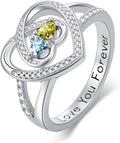 Valentine's Day Gifts for Women Birthstone Rings for Women Heart Statemet Engagement Eternity Wedding Promise Rings Jewelry Anniversary Christmas Valentine Mothers Day Birthday Gifts for Wife Her Girlfriend