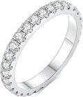 IMOLOVE Moissanite Wedding Band Wedding Rings for Women 925 Sterling Silver Rings with 18K White Gold Plated Eternity Stackable Engagement Ring Anniversary Band Size 3-12