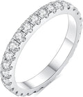 IMOLOVE Moissanite Wedding Band Wedding Rings for Women 925 Sterling Silver Rings with 18K White Gold Plated Eternity Stackable Engagement Ring Anniversary Band Size 3-12