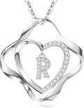 RIVIKO Valentines Day Gifts for Her-Love Knot Initial Necklace,925 Sterling Silver Letter Pendant Necklaces,Personalized Alphabet Jewelry Christmas Birthday Gifts for Women Wife Mom Friend