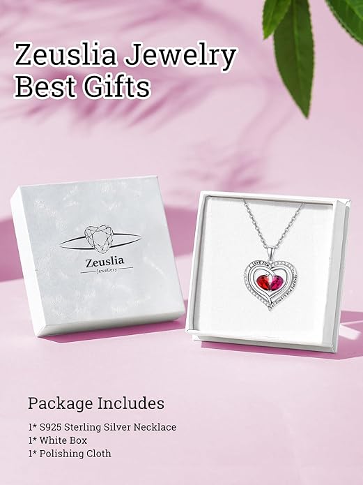 Valentine's Day Gifts for Wife 925 Sterling Silver Double Birthstone Pendant Necklaces I Love You for Always and Forever Necklace Anniversary Birthday Gifts for Wife Girlfriend Mom Her