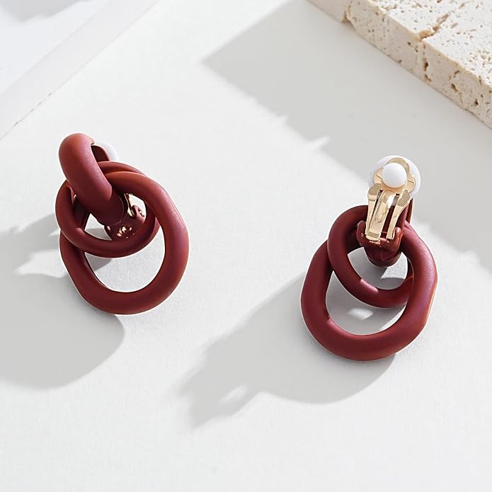 Clip on Earrings for Women 14K Gold Plated Geometric Knot Non Pierced Ear Clips Lightweight Trendy Hypoallergenic No Piercing Jewelry Gifts