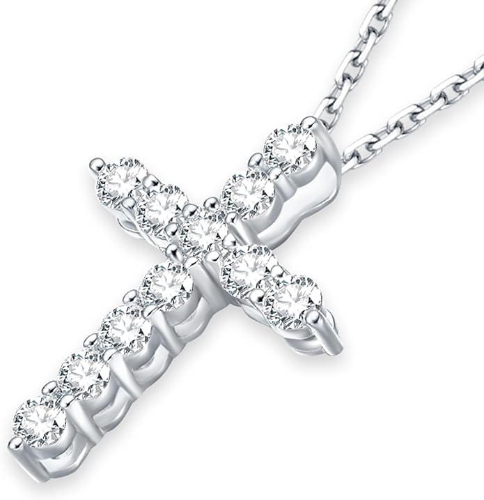 Lab Grown Diamond Necklace, Solid 925 Sterling Silver with Round Cut, Fine Jewelry for Women Anniversary Birthday Valentine’s Day Gifts