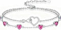 Prismata Infinity Birthstone Charm Link Bracelet 925 Sterling Silver Adjustable 12 Months Birthstone Infinity Bracelet Birthday Jewelry Gifts for Women Mom Her,with 7"+2" chain