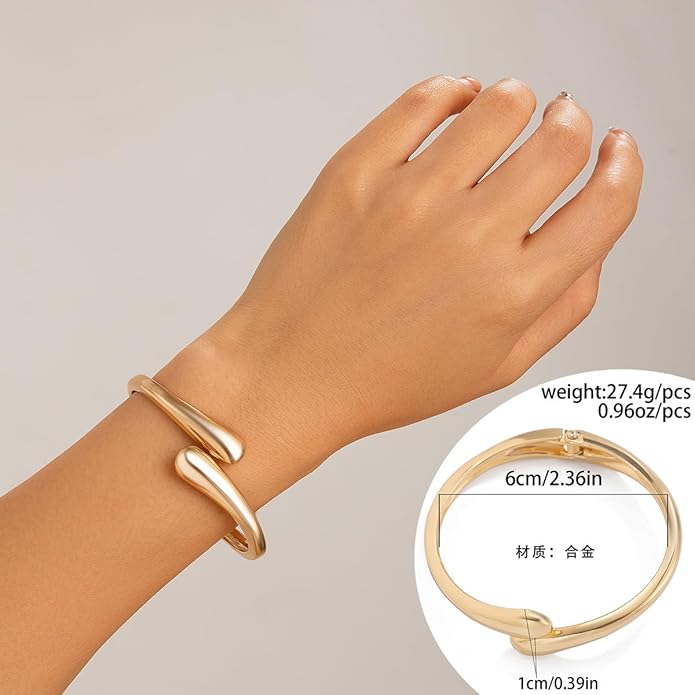 Chunky Gold/Silver Gold Cuff Bangle Bracelets for Women Trendy Hinged Cuff Open Wide Chunky Gold Bracelet Minimalist Bangle Jewelry Gift