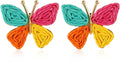 Handmade Raffia Hoop Earrings Statement Tropical Bohemian Straw Dangle Earrings Natural Rattan Vacation Style Round Earrings for Women Summer Beach Party Essential Jewelry