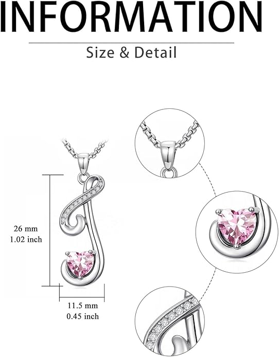 Valentines Day Gifts for Women Alphabet A to Z Initial Birthstone Pendant Necklaces for Women - 18k White Gold Plated Personalized Name Jewelry Valentine Mothers Day Birthday Gifts for Women Her Girlfriend